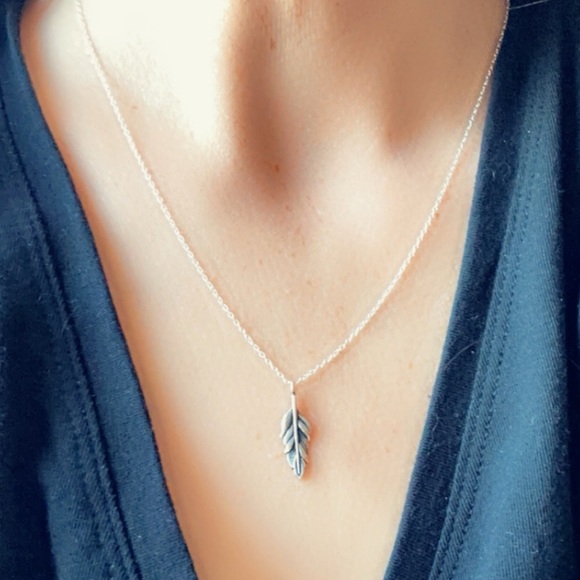 Sterling Silver Leaf Necklace - Picture 4 of 11